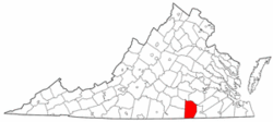 Virginia Map showing Brunswick County