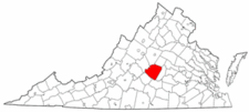Virginia Map showing Buckingham County