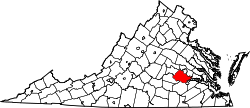 Virginia Map showing Chesterfield County