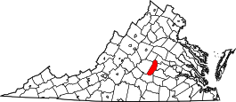 Virginia Map showing Cumberland County