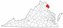 Virginia Map showing Fairfax County