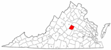 Virginia Map showing Fluvanna County