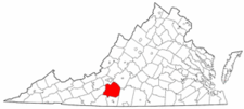Virginia Map showing Franklin County