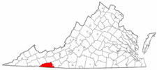 Virginia Map showing Grayson County