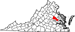 Virginia Map showing Hanover County