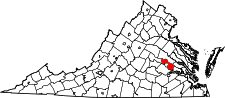 Virginia Map showing Henrico County