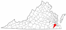 Virginia Map showing Isle of Wight County