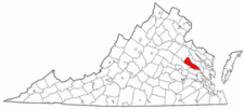 Virginia Map showing King William County