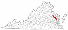 Virginia Map showing King and Queen County