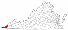 Virginia Map showing Lee County