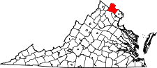 Virginia Map showing Loudoun County