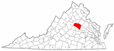 Virginia Map showing Louisa County