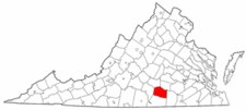 Virginia Map showing Lunenburg County