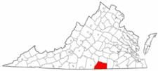 Virginia Map showing Mecklenburg County