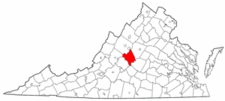 Virginia Map showing Nelson County