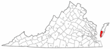 Virginia Map showing Northampton County