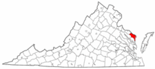 Virginia Map showing Northumberland County