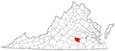Virginia Map showing Nottoway County
