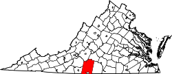 Virginia Map showing Pittsylvania County
