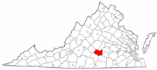 Virginia Map showing Prince Edward County