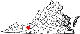 Virginia Map showing Pulaski County