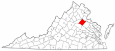 Virginia Map showing Spotsylvania County
