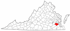 Virginia Map showing Surry County