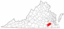 Virginia Map showing Sussex County