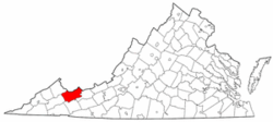 Virginia Map showing Tazewell County