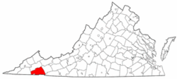 Virginia Map showing Washington County