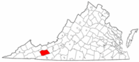 Virginia Map showing Wythe County