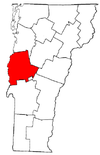 Vermont Map showing Addison County