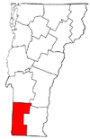 Vermont Map showing Bennington County