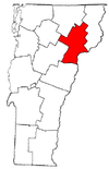 Vermont Map showing Caledonia County