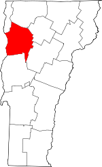 Vermont Map showing Chittenden County