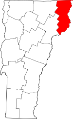 Vermont Map showing Essex County