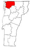 Vermont Map showing Franklin County
