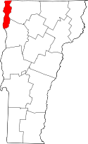 Vermont Map showing Grand Isle County