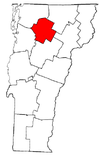Vermont Map showing Lamoille County