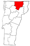 Vermont Map showing Orleans County
