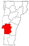 Vermont Map showing Rutland County