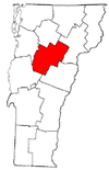 Vermont Map showing Washington County