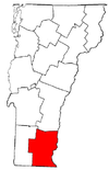 Vermont Map showing Windham County