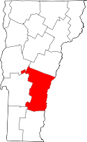 Vermont Map showing Windsor County