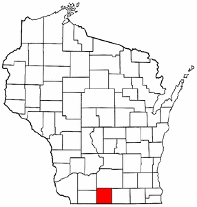 Wisconsin Map showing Green County