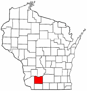 Wisconsin Map showing Iowa County