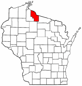 Wisconsin Map showing Iron County