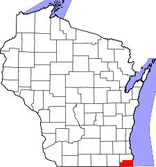 Wisconsin Map showing Kenosha County