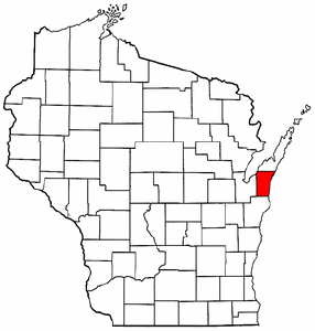 Wisconsin Map showing Kewaunee County