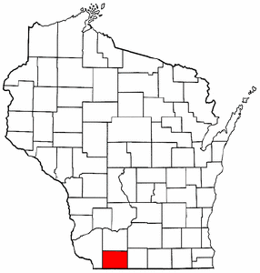 Wisconsin Map showing Lafayette County